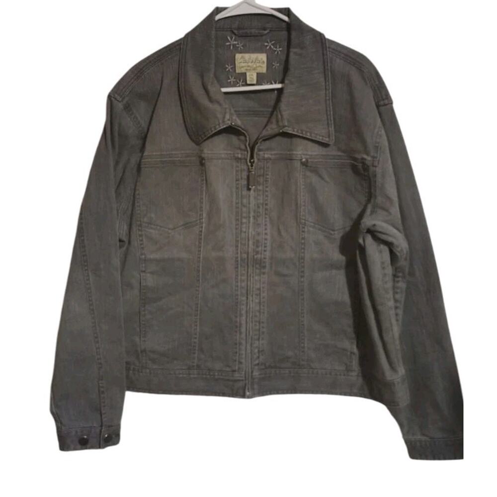 Cabela's Jeans Jacket Coat Size 2xl Plus Woman's Grey Gray Faded Y2K Pockets